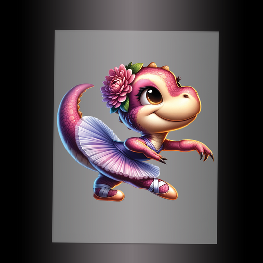 (DTF-12620) BALLERINA DINOSAUR - Garment Transfer