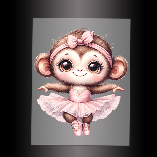 (DTF-13001) BALLERINA MONKEY- Garment Transfer