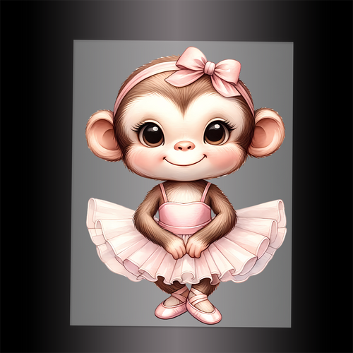 (DTF-13010) BALLERINA MONKEY- Garment Transfer