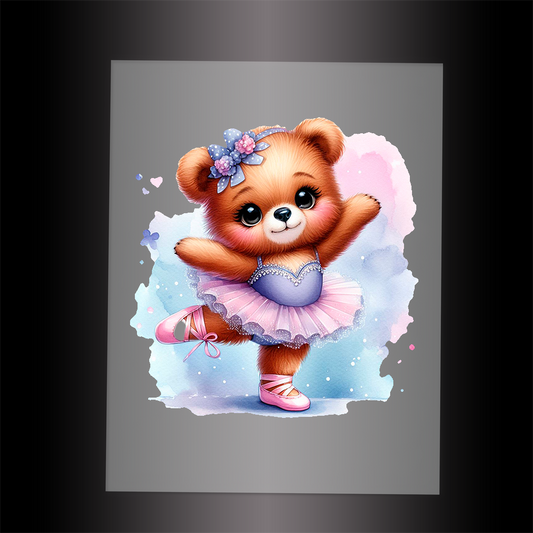 (DTF-13814) BALLERINA BEAR - Garment Transfer