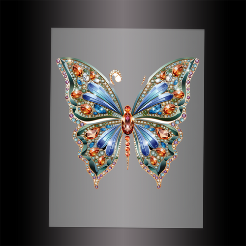 (DTF-GLIT042) BEJEWELED BUTTERFLY - Garment Transfer