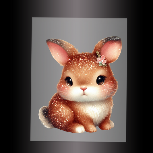 (DTF-GLIT1008) GLITTER RABBIT - Garment Transfer
