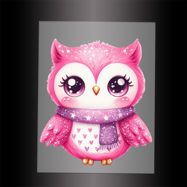 (DTF-GLIT104) GLITTER OWL - Garment Transfer