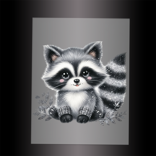(DTF-GLIT1050) GLITTER RACCOON - Garment Transfer