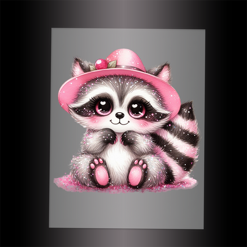 (DTF-GLIT1052) GLITTER RACCOON - Garment Transfer