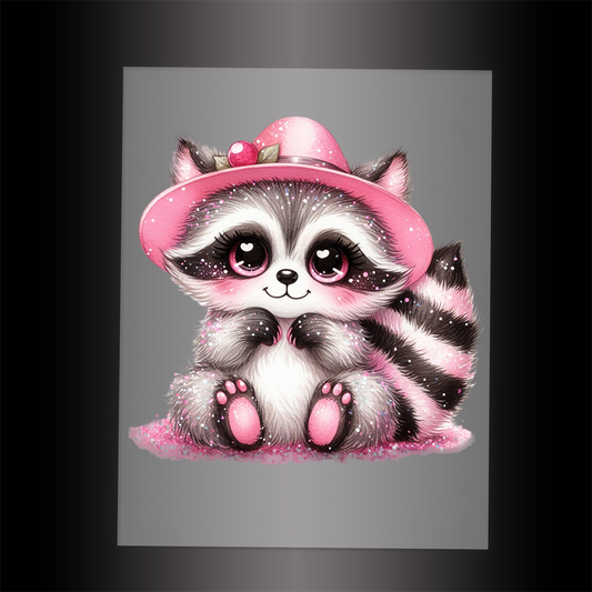 (DTF-GLIT1052) GLITTER RACCOON - Garment Transfer