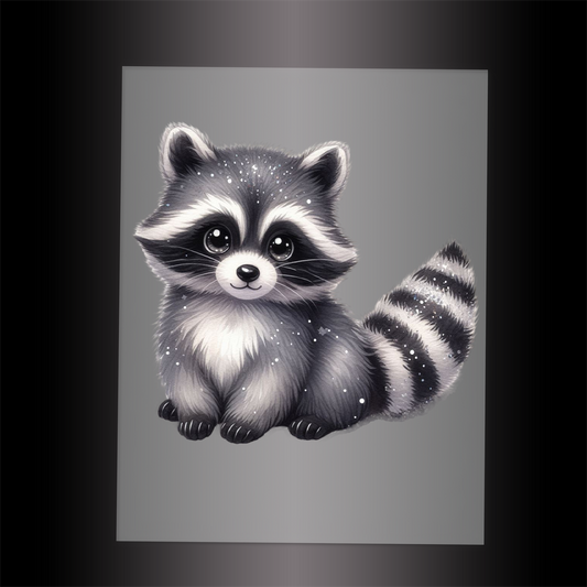 (DTF-GLIT1055) GLITTER RACCOON - Garment Transfer