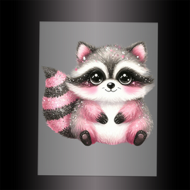 (DTF-GLIT1056) GLITTER RACCOON - Garment Transfer