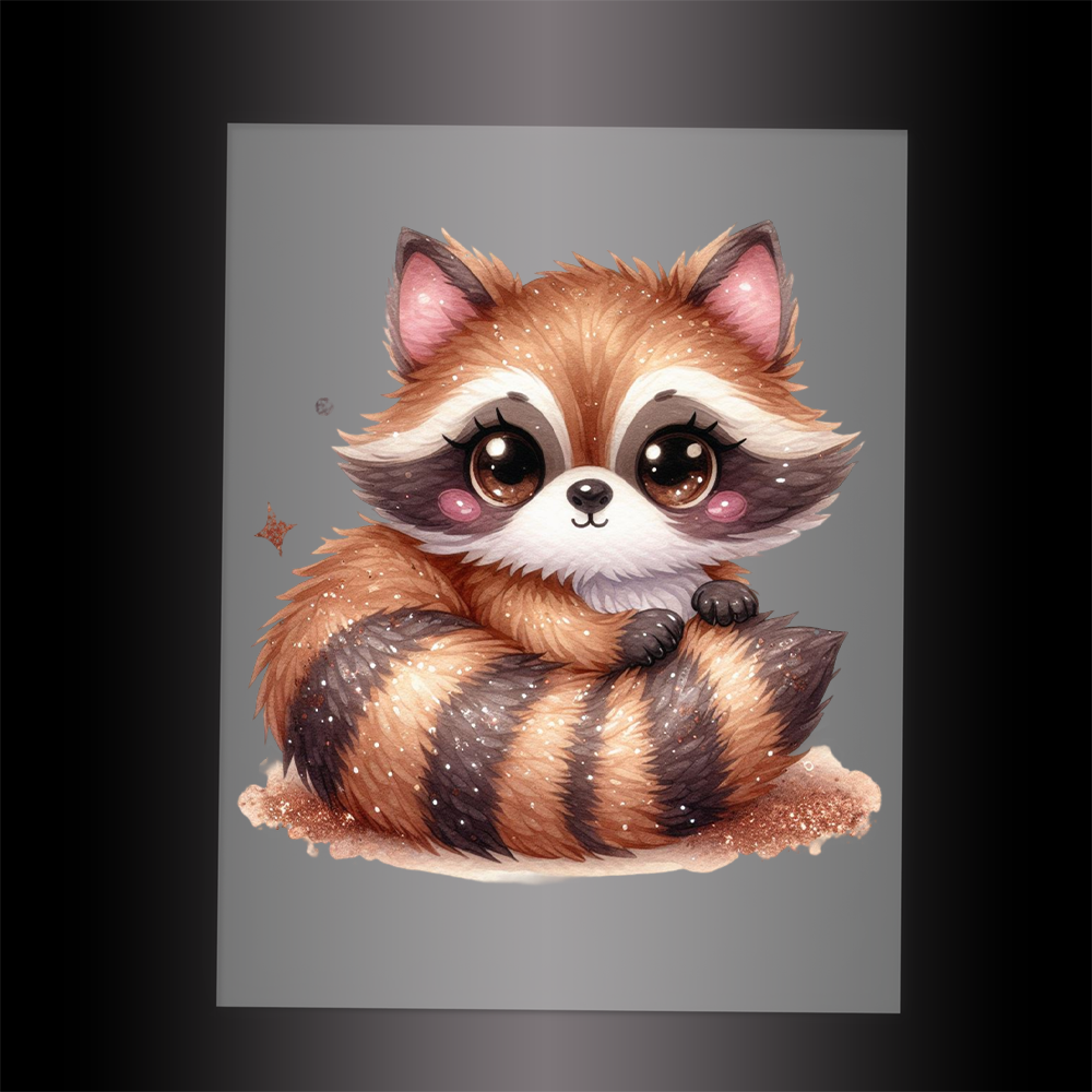 (DTF-GLIT1058) GLITTER RACCOON - Garment Transfer