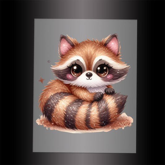 (DTF-GLIT1058) GLITTER RACCOON - Garment Transfer