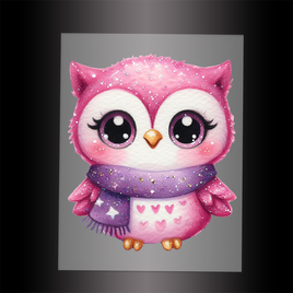 (DTF-GLIT105) GLITTER OWL - Garment Transfer