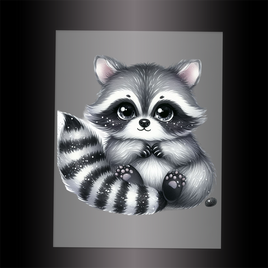 (DTF-GLIT1060) GLITTER RACCOON - Garment Transfer