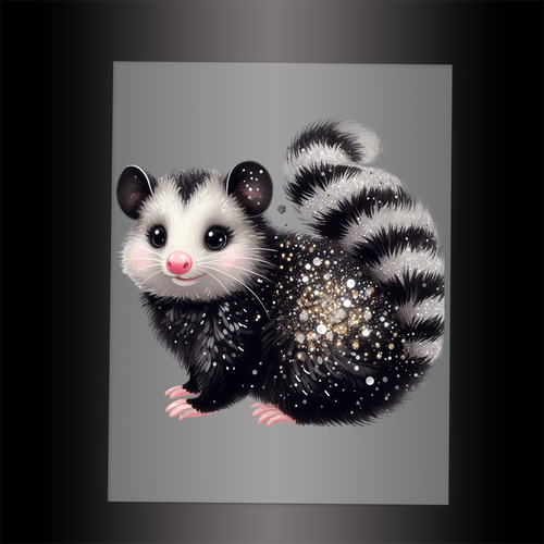 (DTF-GLIT1119) GLITTER SKUNK - Garment Transfer
