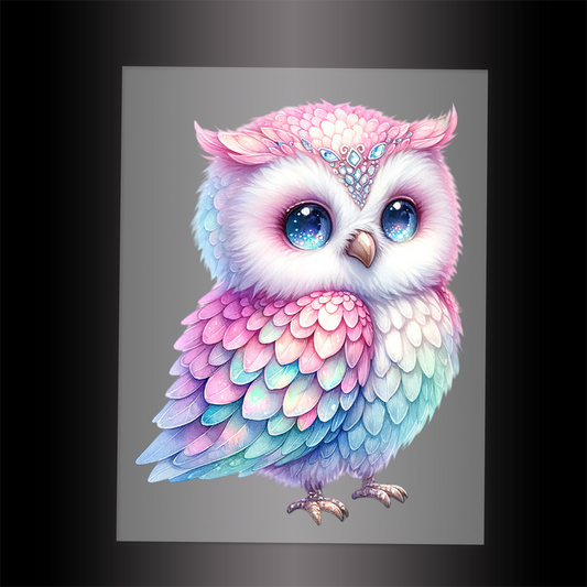 (DTF-GLIT111) GLITTER OWL - Garment Transfer