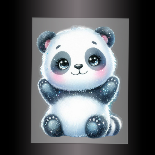 (DTF-GLIT139) GLITTER PANDA - Garment Transfer