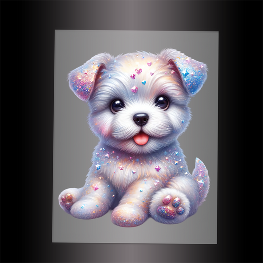 (DTF-GLIT218) GLITTER PUPPY - Garment Transfer