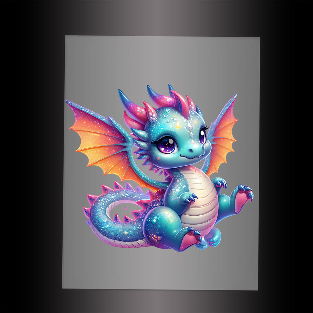 (DTF-GLIT250) GLITTER BABY DRAGON - Garment Transfer