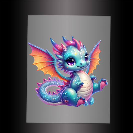 (DTF-GLIT250) GLITTER BABY DRAGON - Garment Transfer