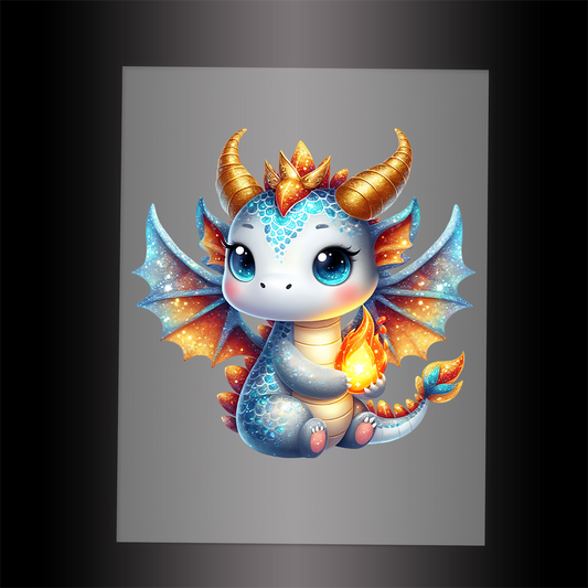 (DTF-GLIT252) GLITTER BABY DRAGON - Garment Transfer