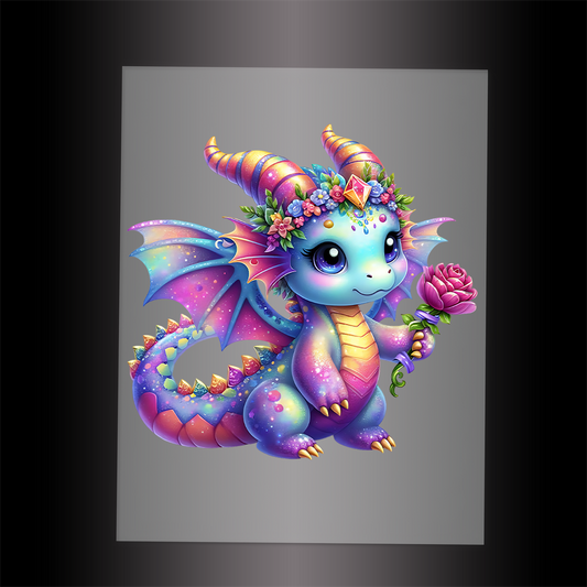 (DTF-GLIT253) GLITTER BABY DRAGON - Garment Transfer