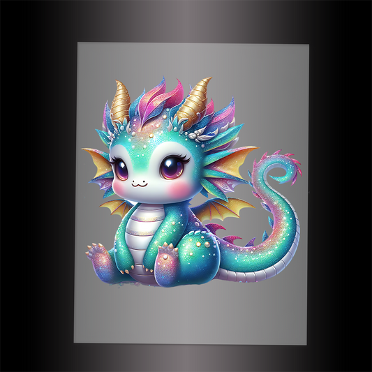 (DTF-GLIT255) GLITTER BABY DRAGON - Garment Transfer