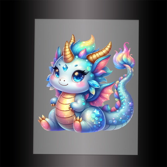 (DTF-GLIT258) GLITTER BABY DRAGON - Garment Transfer