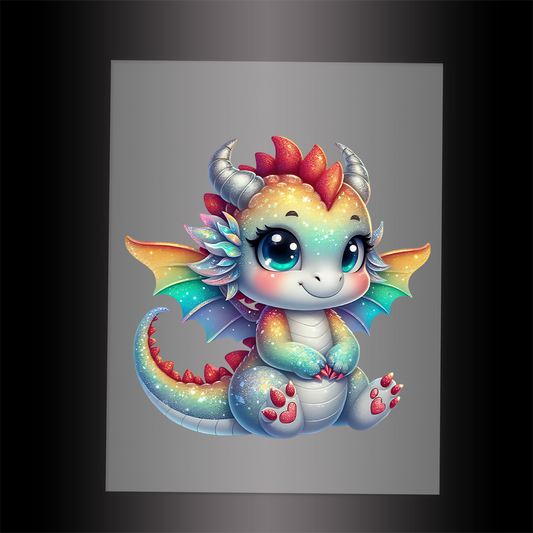 (DTF-GLIT259) GLITTER BABY DRAGON - Garment Transfer