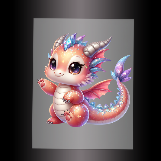 (DTF-GLIT260) GLITTER BABY DRAGON - Garment Transfer
