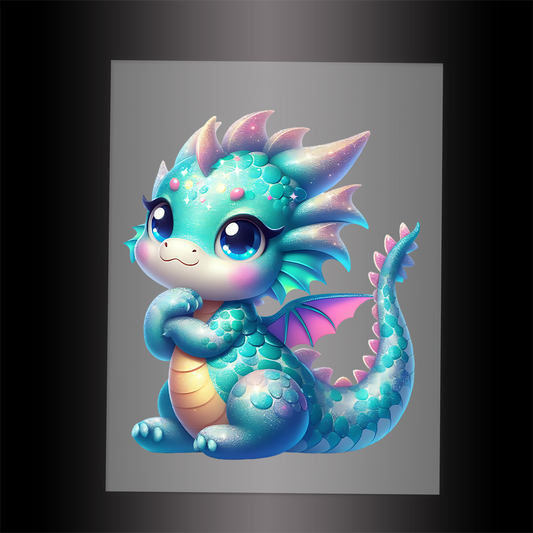 (DTF-GLIT262) GLITTER BABY DRAGON - Garment Transfer