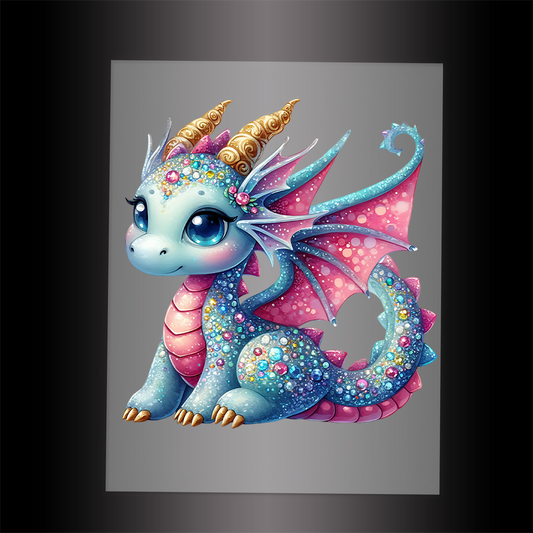 (DTF-GLIT265) GLITTER BABY DRAGON - Garment Transfer