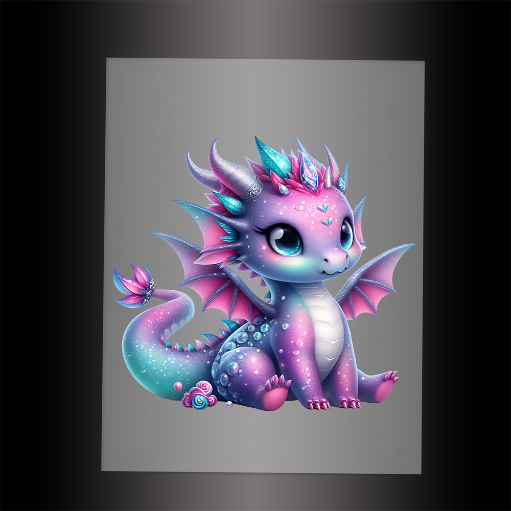 (DTF-GLIT267) GLITTER BABY DRAGON - Garment Transfer