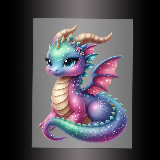 (DTF-GLIT268) GLITTER BABY DRAGON - Garment Transfer