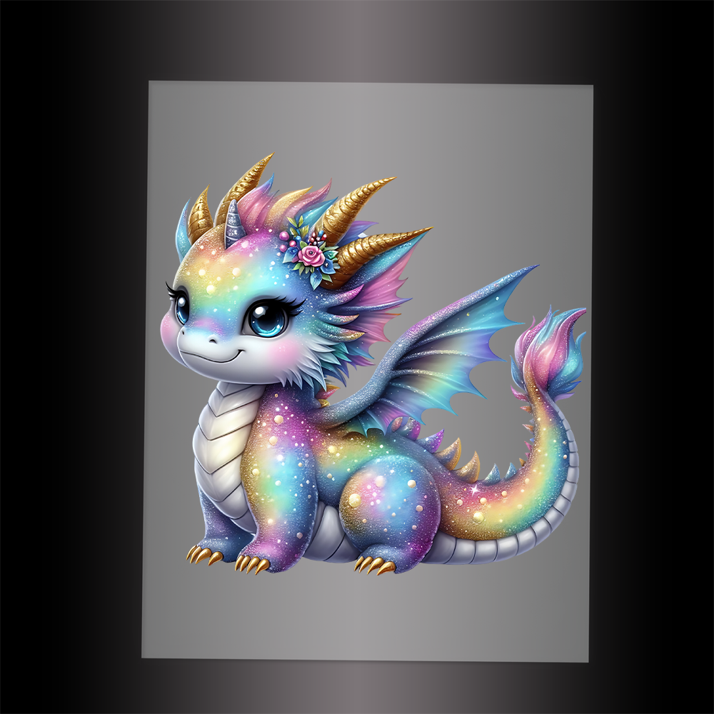 (DTF-GLIT269) GLITTER BABY DRAGON - Garment Transfer