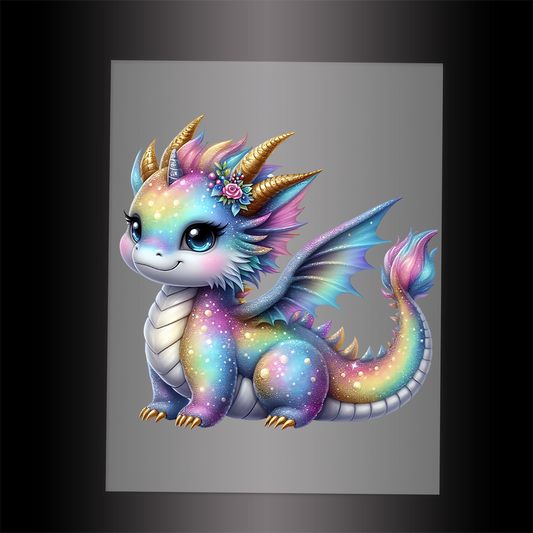 (DTF-GLIT269) GLITTER BABY DRAGON - Garment Transfer