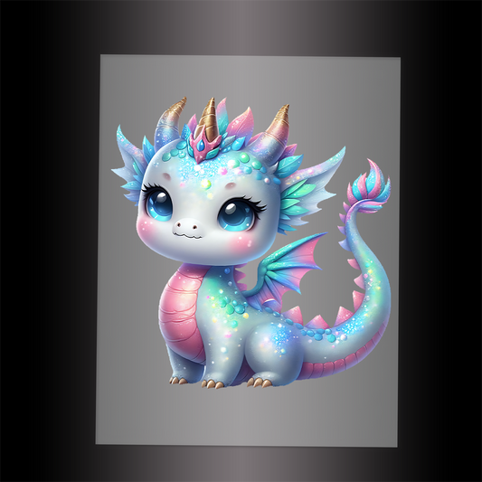 (DTF-GLIT270) GLITTER BABY DRAGON - Garment Transfer