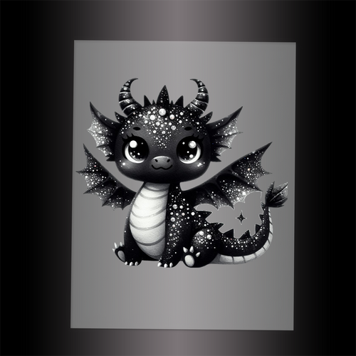 (DTF-GLIT271) GLITTER BABY DRAGON - Garment Transfer