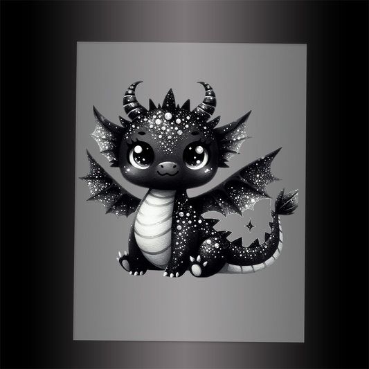(DTF-GLIT271) GLITTER BABY DRAGON - Garment Transfer