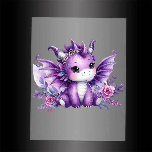 (DTF-GLIT272) GLITTER BABY DRAGON - Garment Transfer