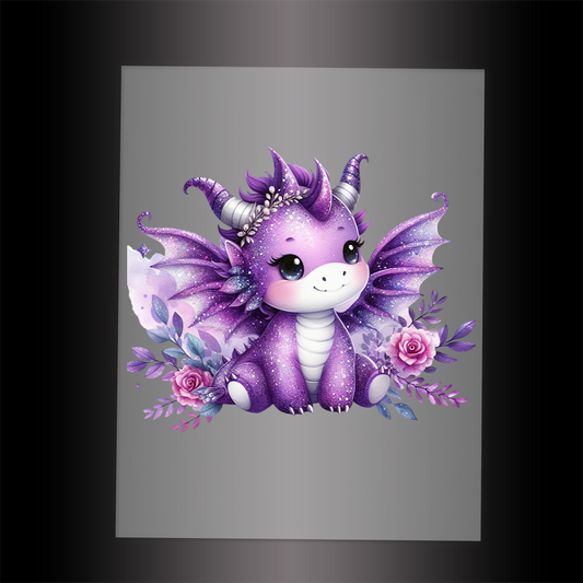 (DTF-GLIT272) GLITTER BABY DRAGON - Garment Transfer
