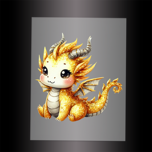 (DTF-GLIT274) GLITTER BABY DRAGON - Garment Transfer