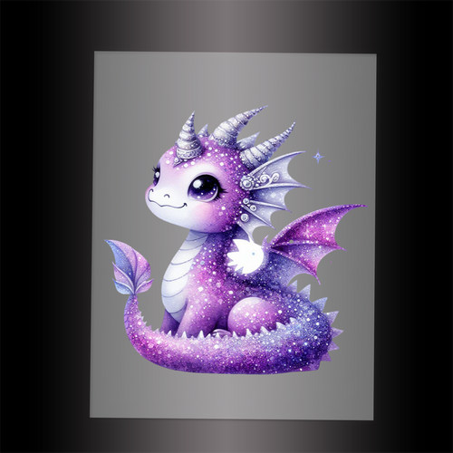 (DTF-GLIT275) GLITTER BABY DRAGON - Garment Transfer
