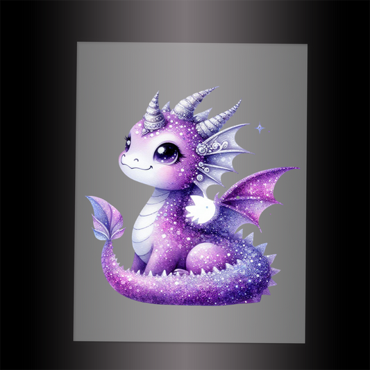 (DTF-GLIT275) GLITTER BABY DRAGON - Garment Transfer
