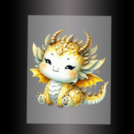 (DTF-GLIT281) GLITTER BABY DRAGON - Garment Transfer