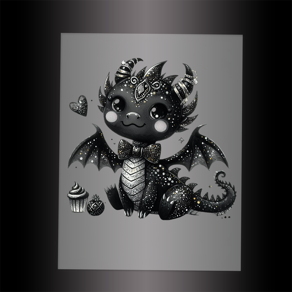 (DTF-GLIT285) GLITTER BABY DRAGON - Garment Transfer