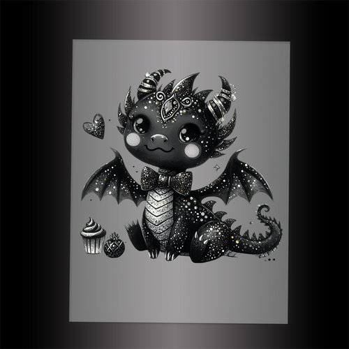 (DTF-GLIT285) GLITTER BABY DRAGON - Garment Transfer