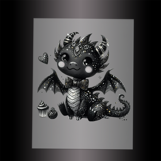 (DTF-GLIT285) GLITTER BABY DRAGON - Garment Transfer