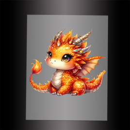 (DTF-GLIT286) GLITTER BABY DRAGON - Garment Transfer