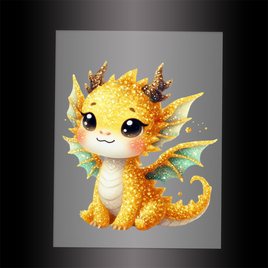 (DTF-GLIT288) GLITTER BABY DRAGON - Garment Transfer