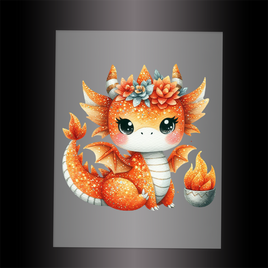 (DTF-GLIT290) GLITTER BABY DRAGON - Garment Transfer