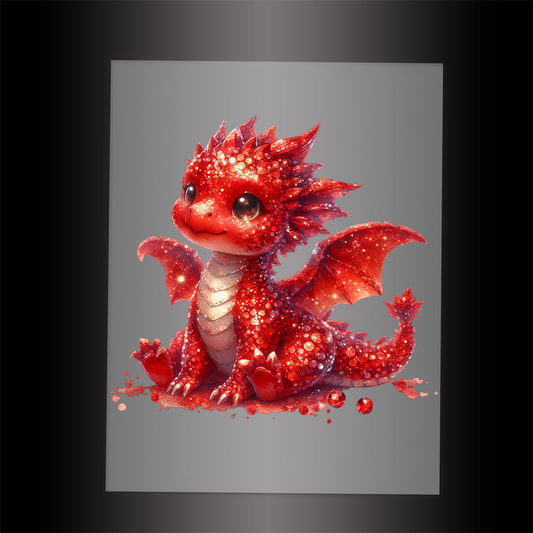 (DTF-GLIT291) GLITTER BABY DRAGON - Garment Transfer